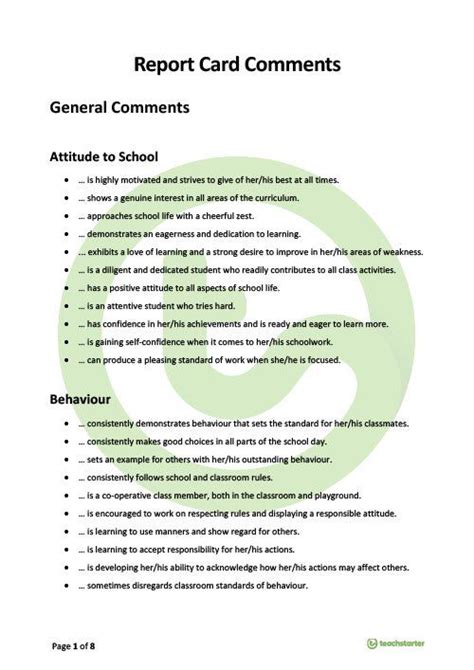 125 Report Card Comments Save You Time!.